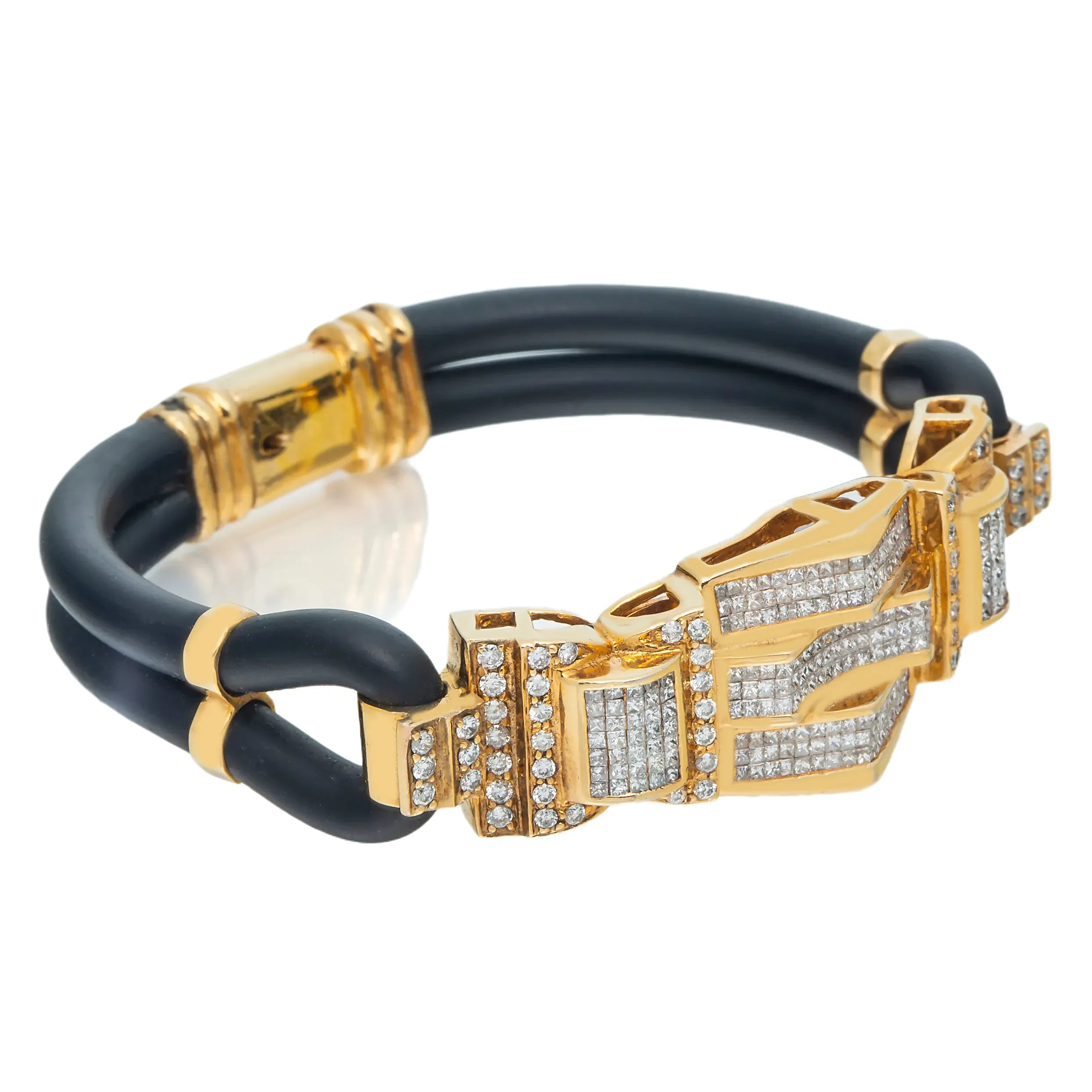 14k Diamond Prism Rubber Bracelet 5.50ctw