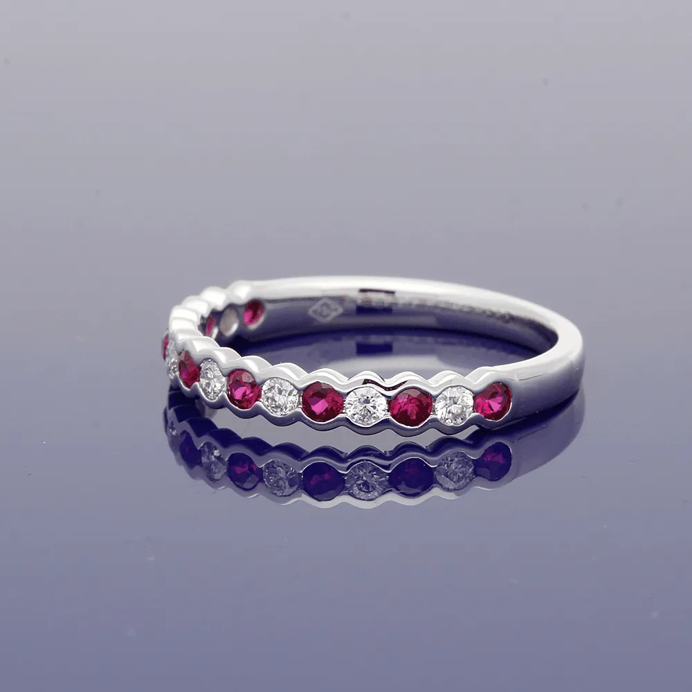 18ct White Gold Ruby & Diamond Eternity Ring