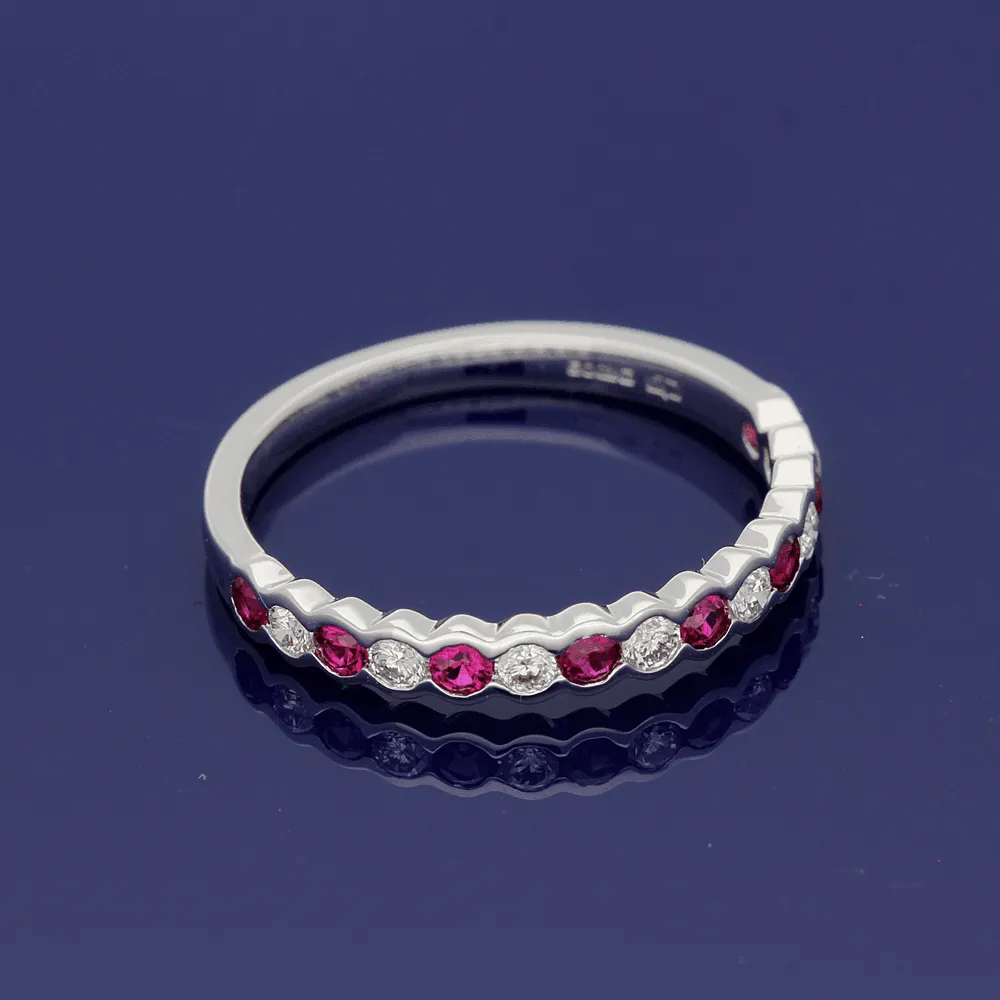 18ct White Gold Ruby & Diamond Eternity Ring