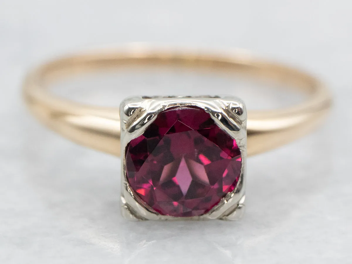 1950's Rhodolite Garnet Solitaire Ring