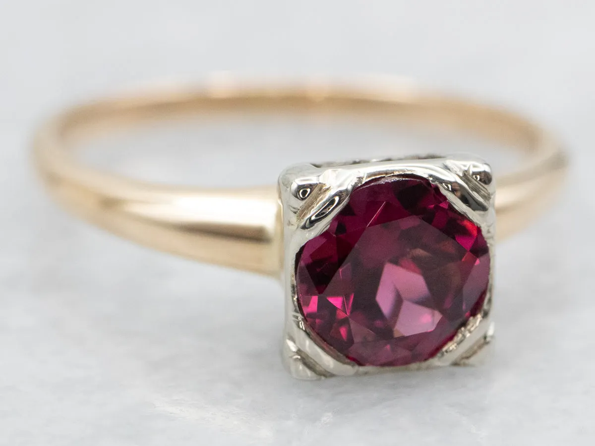 1950's Rhodolite Garnet Solitaire Ring