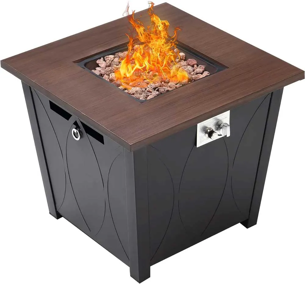 28-Inch Propane Fire Pit Table with Lid, 50,000BTU Output and Auto-Ignition