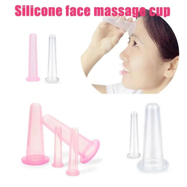 2pcs Silicone Jar Vacuum Cuppings Cans for Body Neck Facial Massage Suction Cans Anti Cellulite Cups Set Health Care