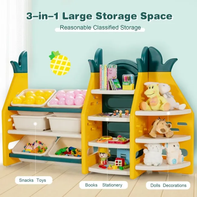 3-in-1 Kids Storage Organizer   Book Rack