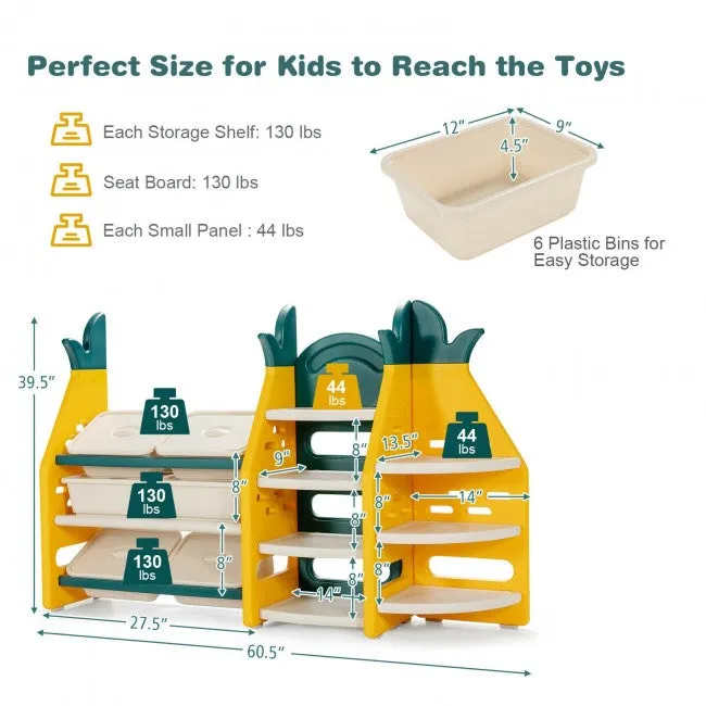 3-in-1 Kids Storage Organizer   Book Rack