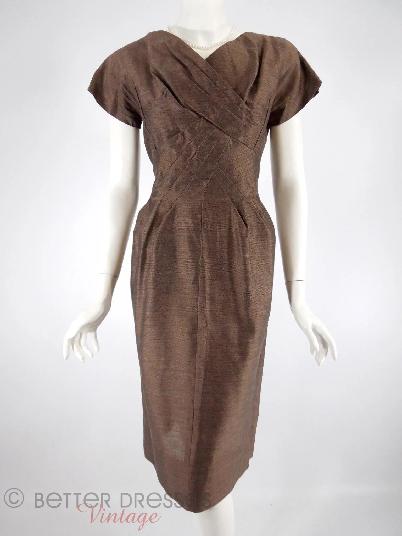 50s Brown Cocktail Dress - med