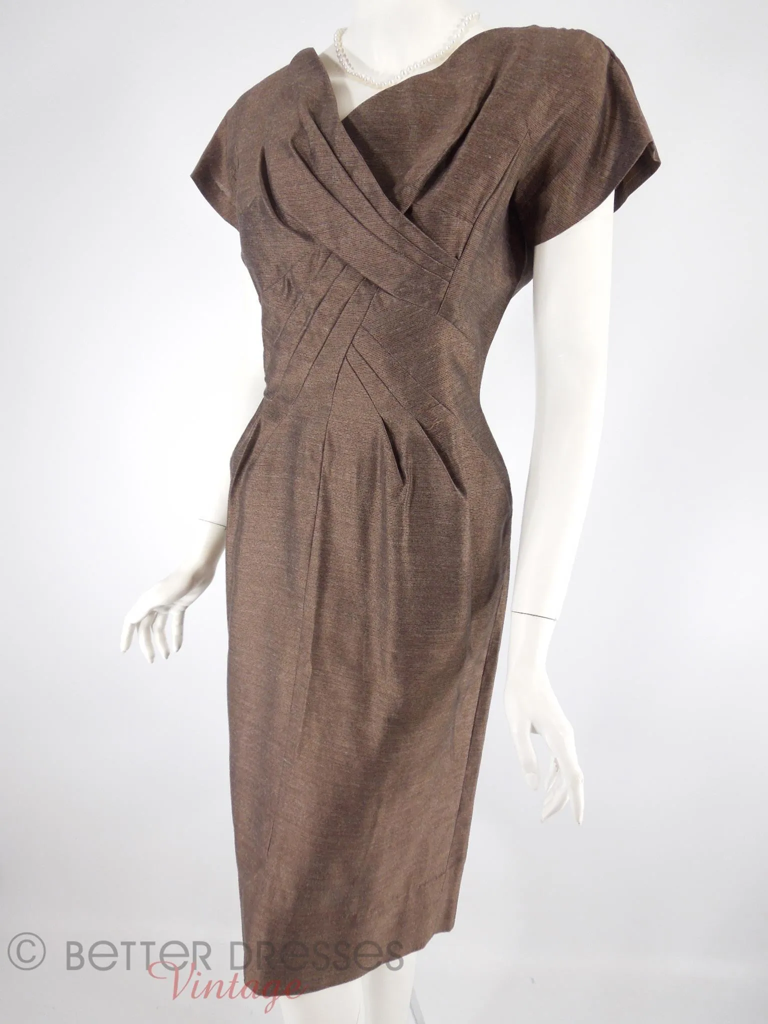 50s Brown Cocktail Dress - med