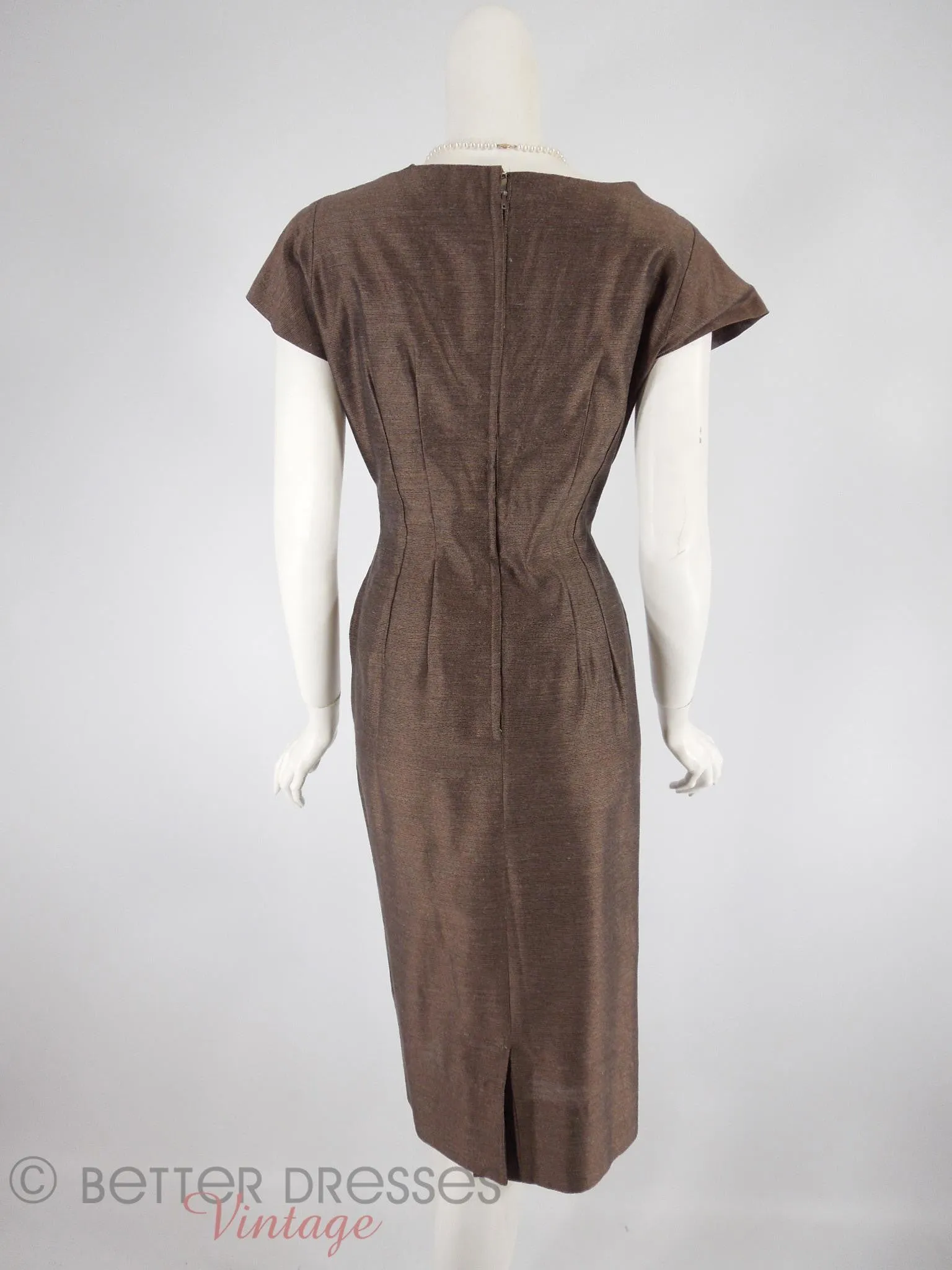 50s Brown Cocktail Dress - med