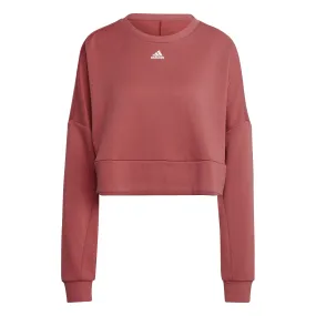 adidas Aeroready Studio Loose Sweatshirt - Womens - Red/White