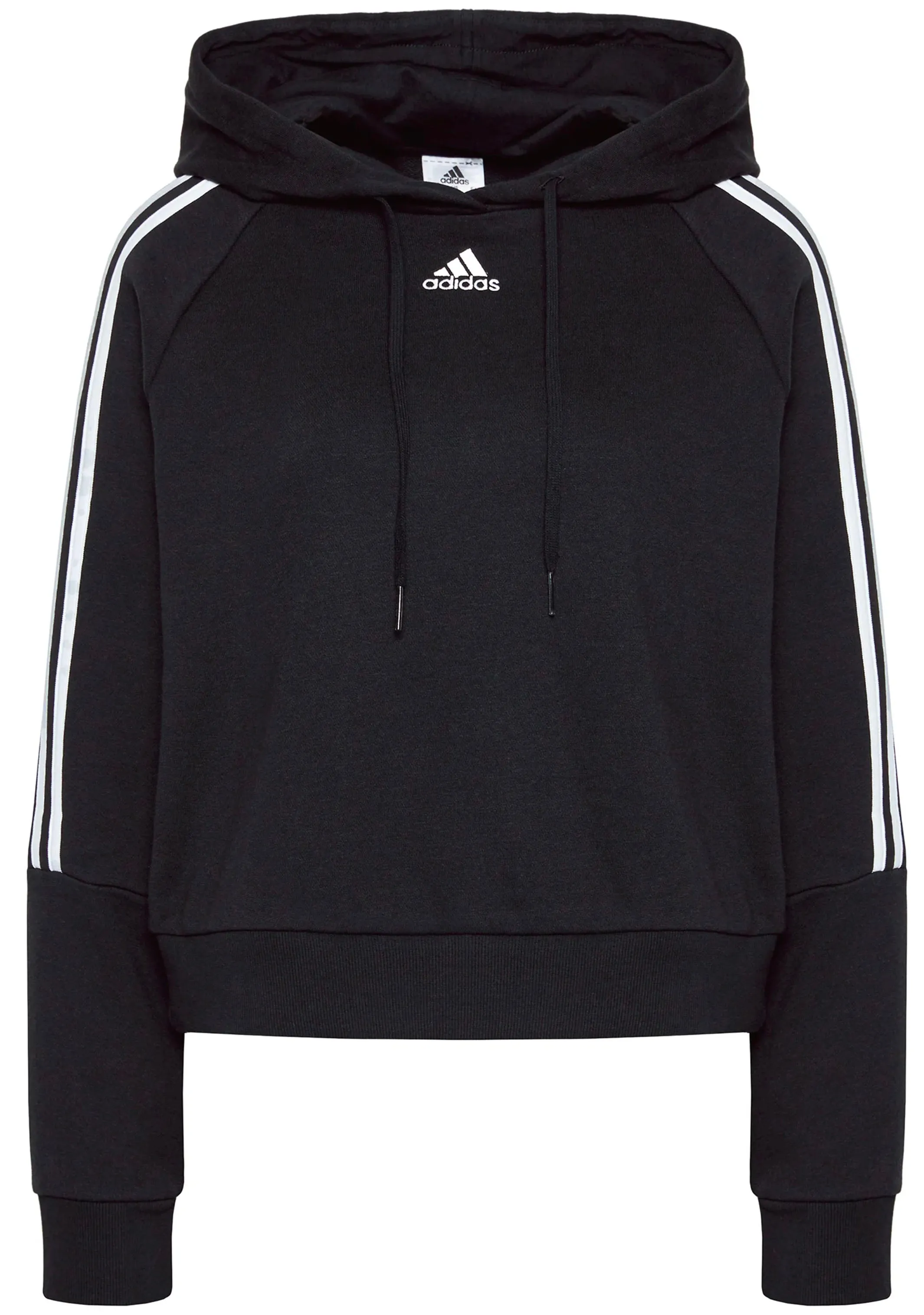 Adidas Womens Essentials Loose Cut 3 Stripes Cropped Hoodie <br> GL1460