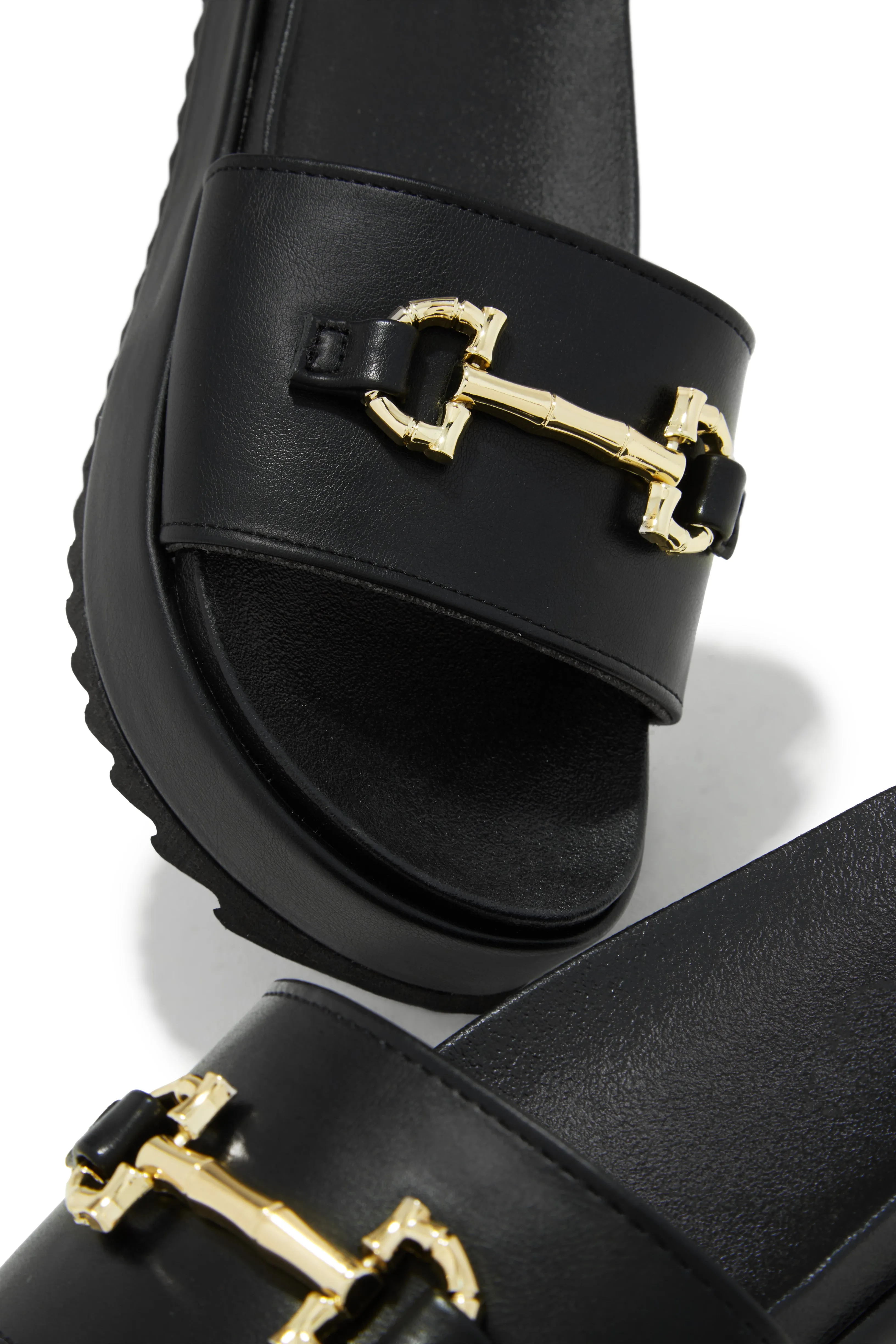 Anyara Platform Slip On Sandals - Black