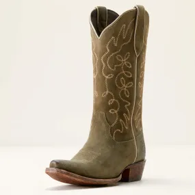 Ariat Women's Jukebox Western Boot in Soft Olive Suede