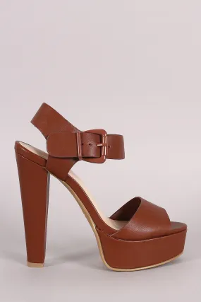 Bamboo Buckled Ankle Strap Chunky Platform Heel