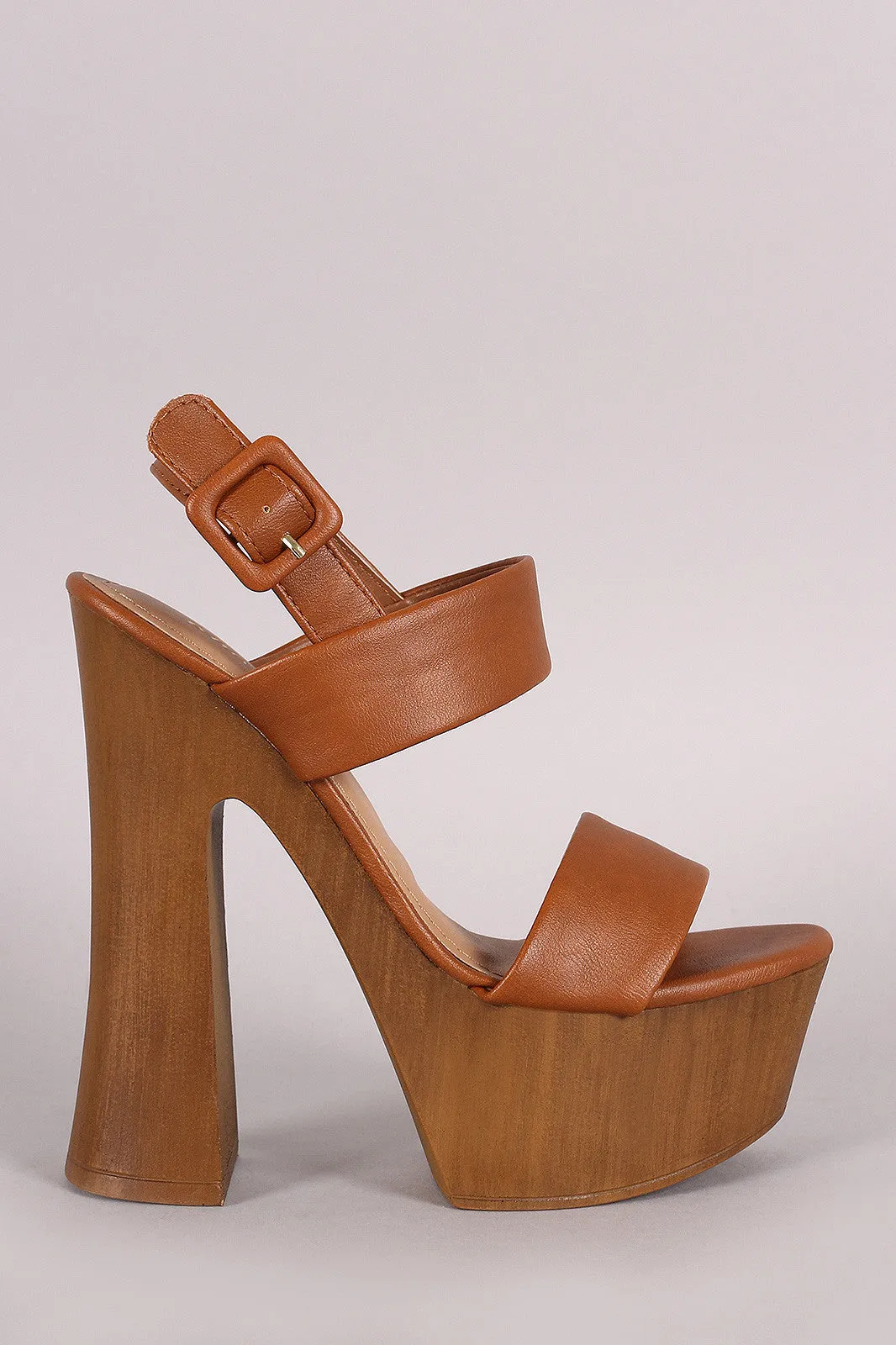 Bamboo Slingback Chunky Platform Spool Heel