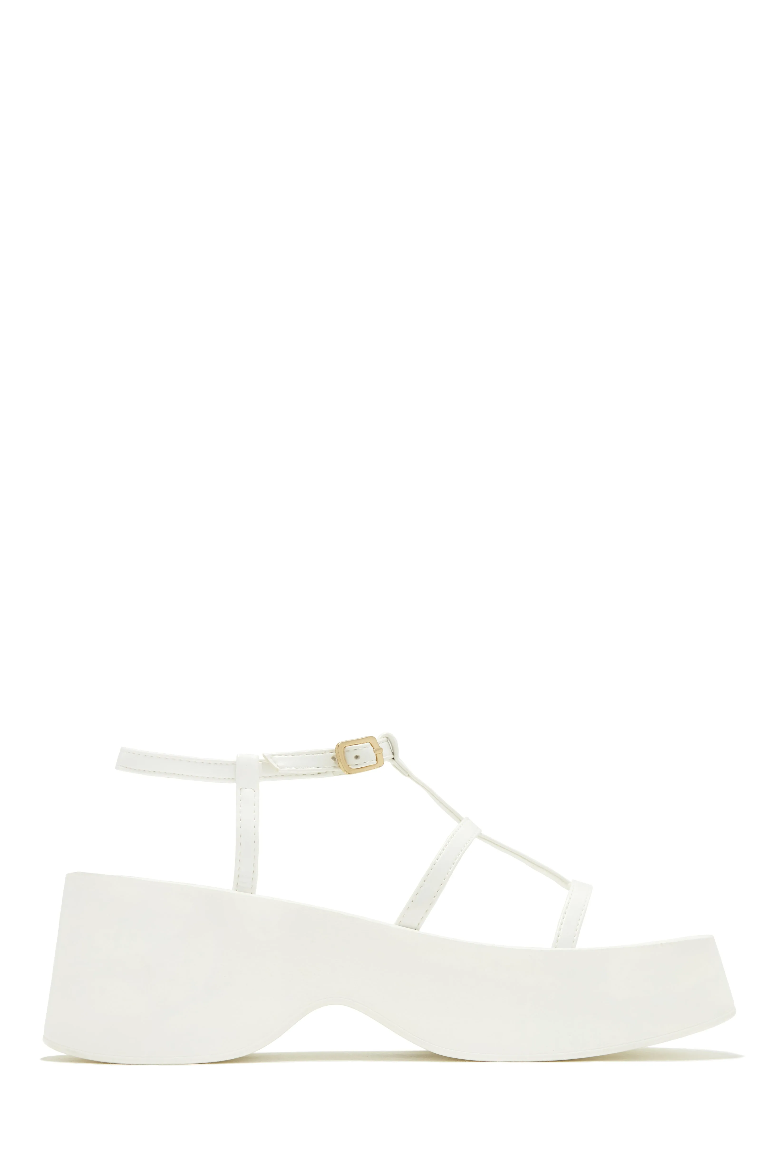 Beach Trip Flat Platform Sandals - White