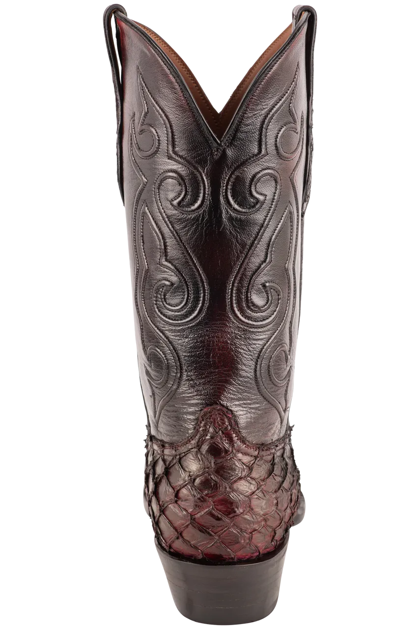 Black Jack Men's Exclusive Pirarucu Cowboy Boots - Burgundy