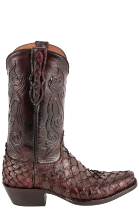 Black Jack Men's Exclusive Pirarucu Cowboy Boots - Burgundy