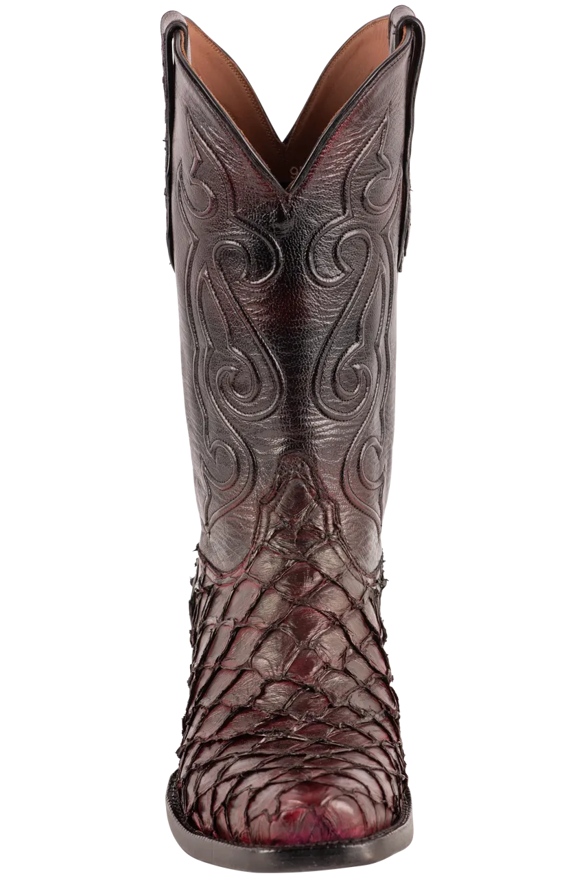 Black Jack Men's Exclusive Pirarucu Cowboy Boots - Burgundy