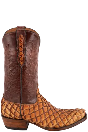 Black Jack Men's Exclusive Pirarucu Cowboy Boots - Ginger Chestnut