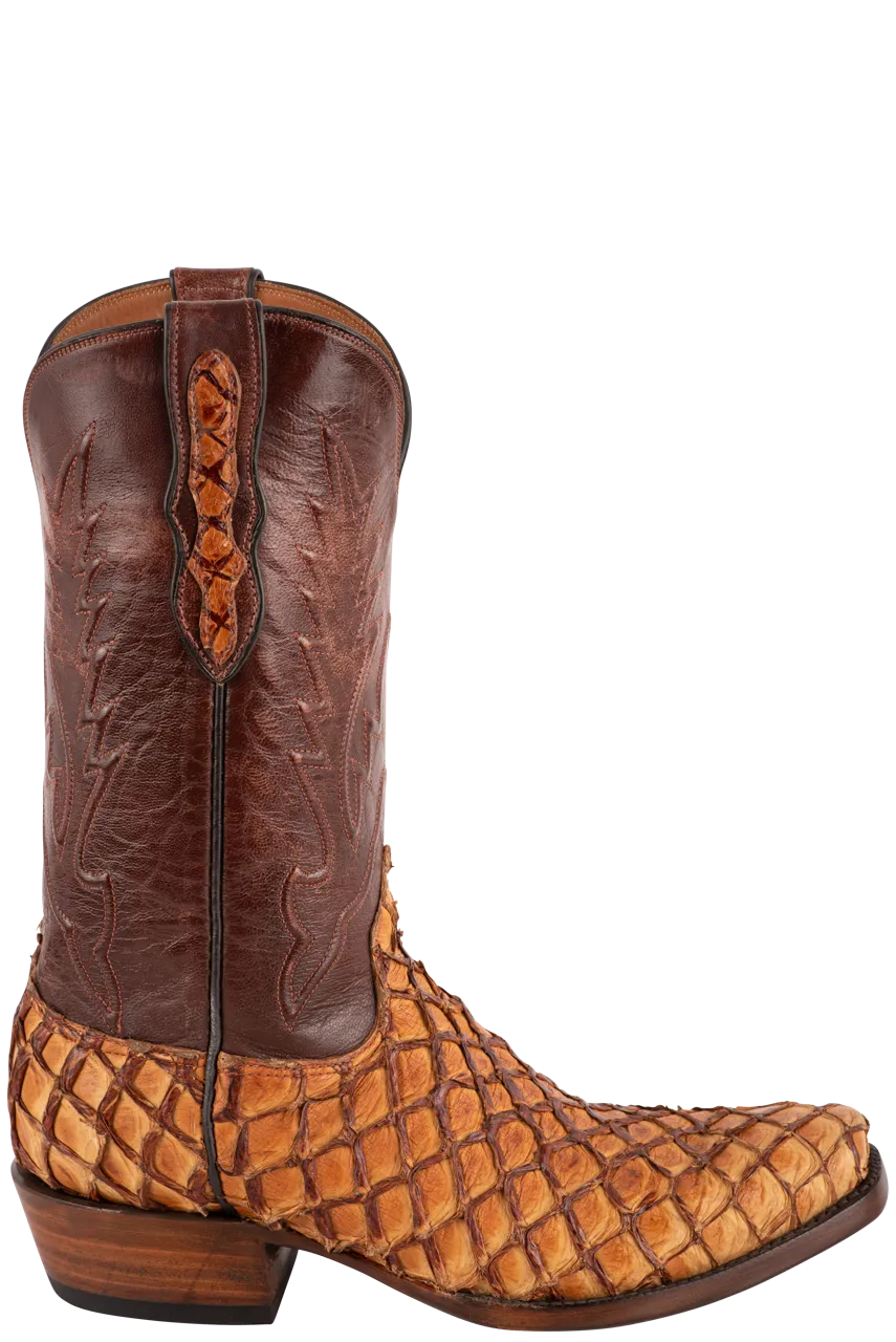 Black Jack Men's Exclusive Pirarucu Cowboy Boots - Ginger Chestnut