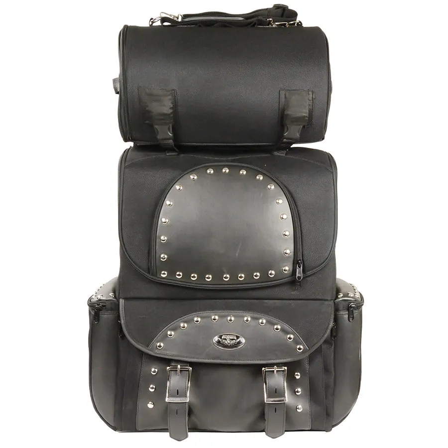 Black Large Textile Two Piece Deluxe Sissy Bar Bag