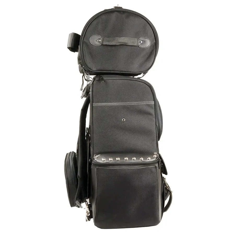 Black Large Textile Two Piece Deluxe Sissy Bar Bag