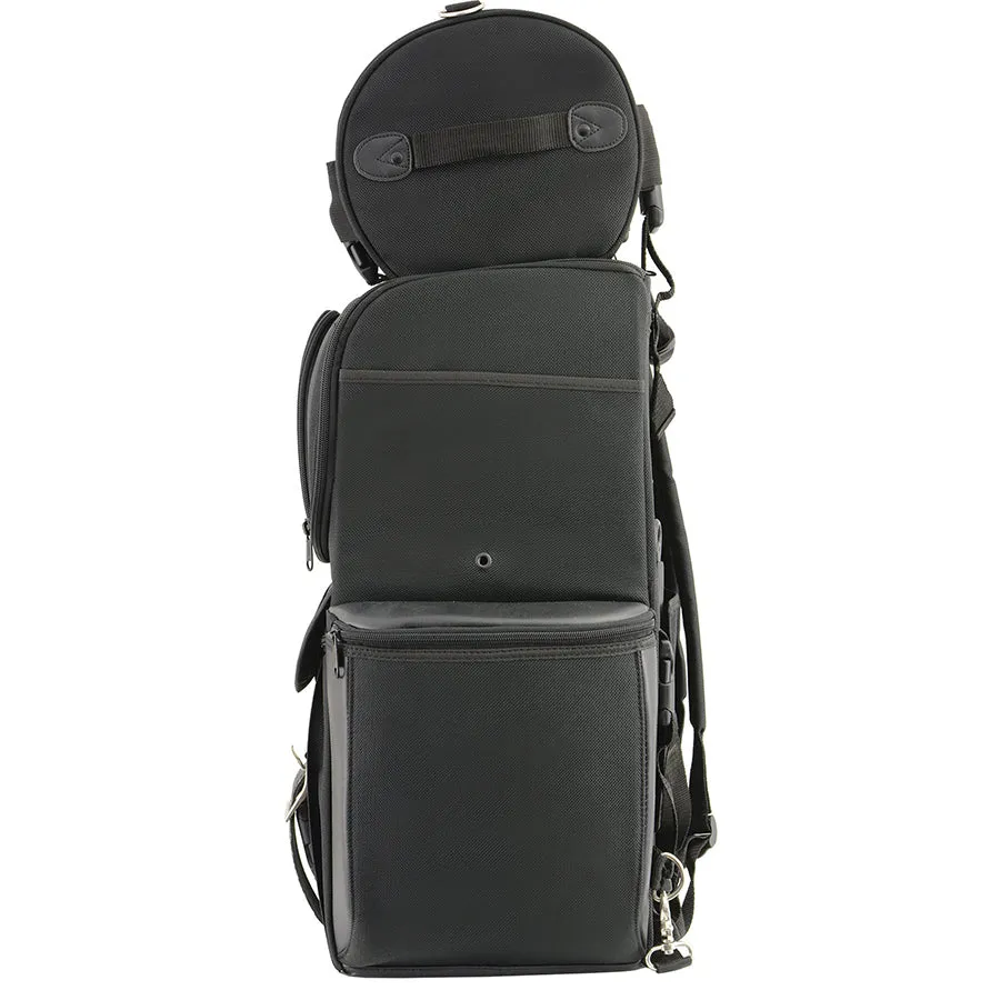 Black Large Textile Two Piece Deluxe Sissy Bar Bag