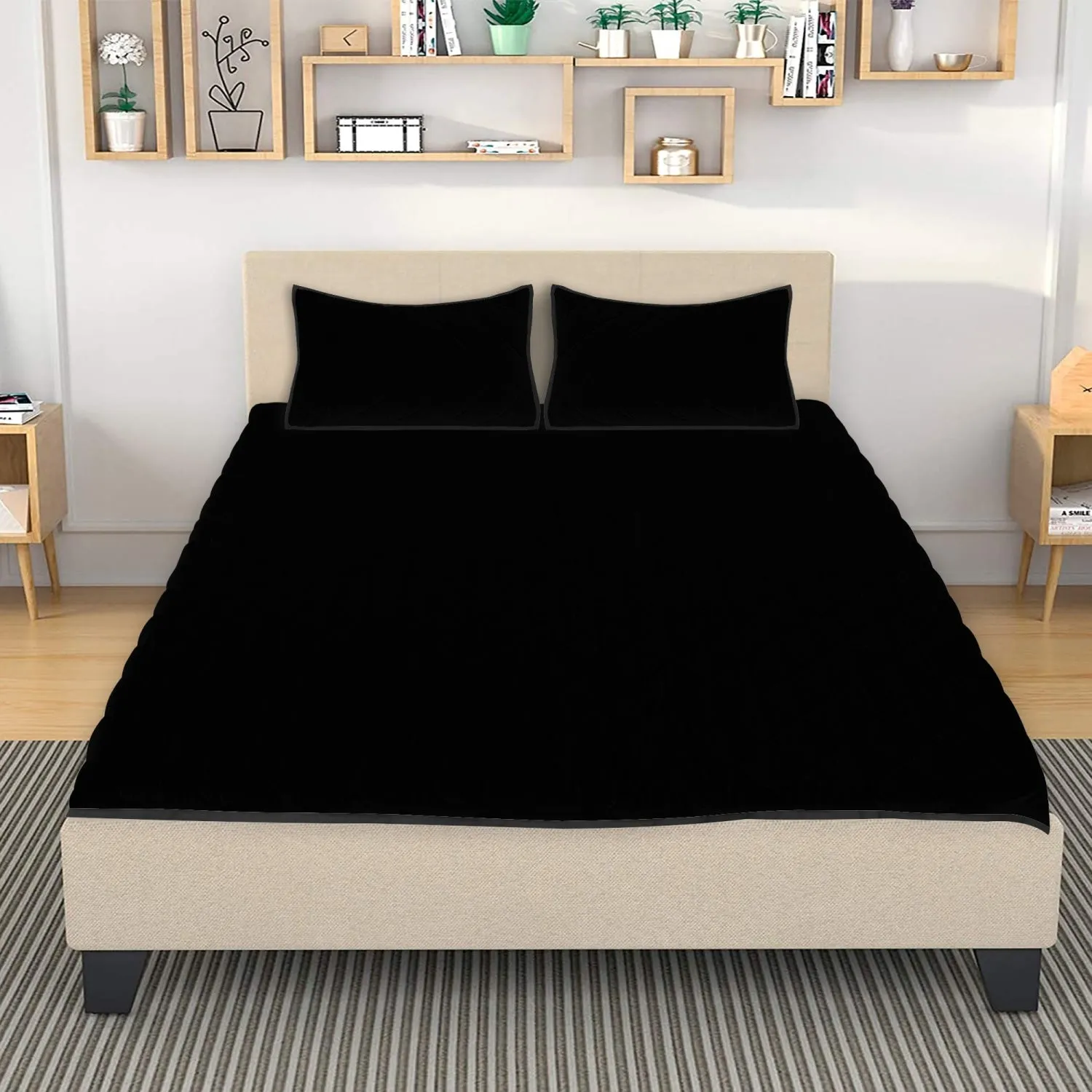 Black Polyester Quilt Bed Sets