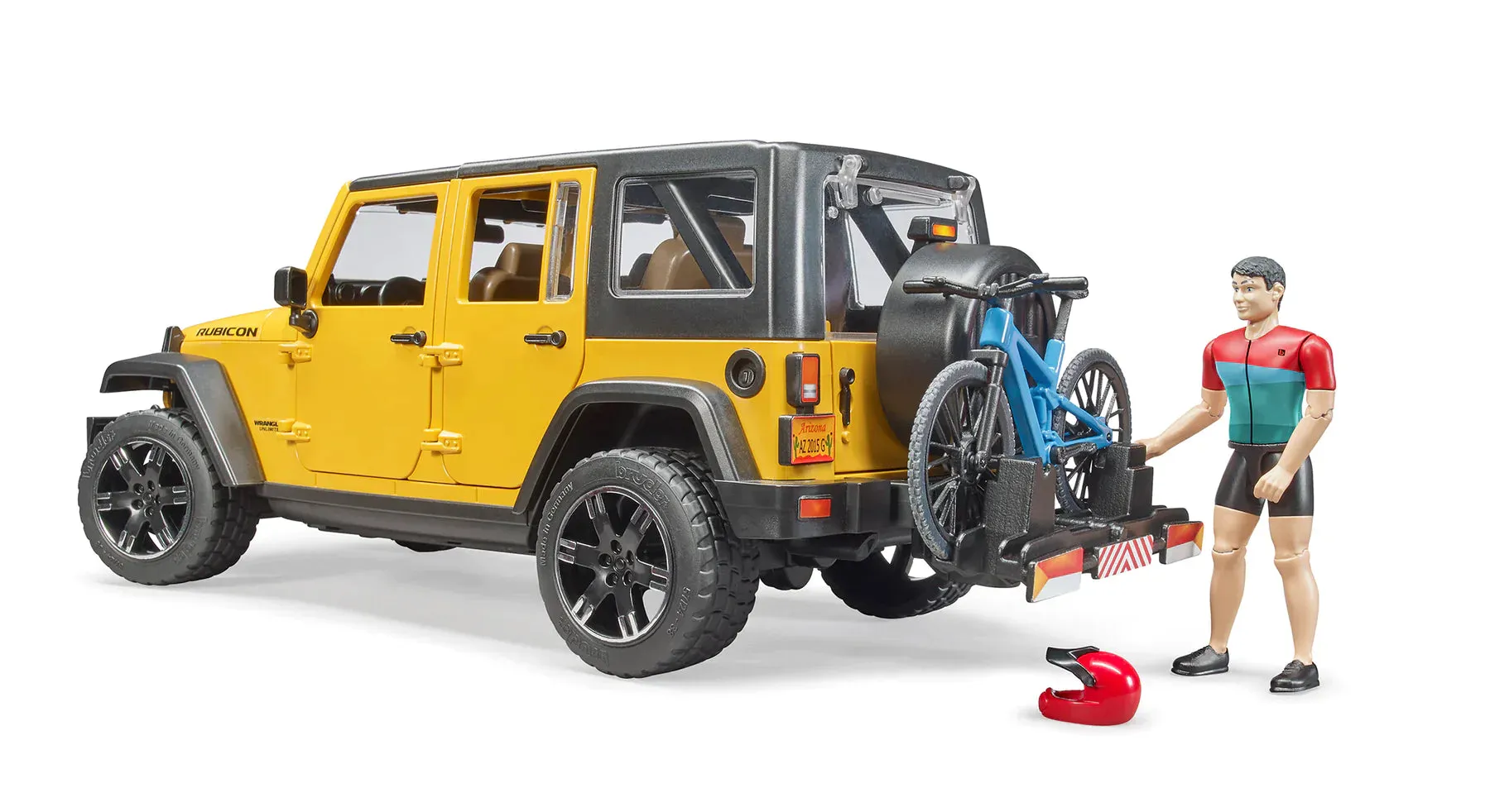 Bruder 02543 Jeep Wrangler Rubicon w Mountain bike and figure