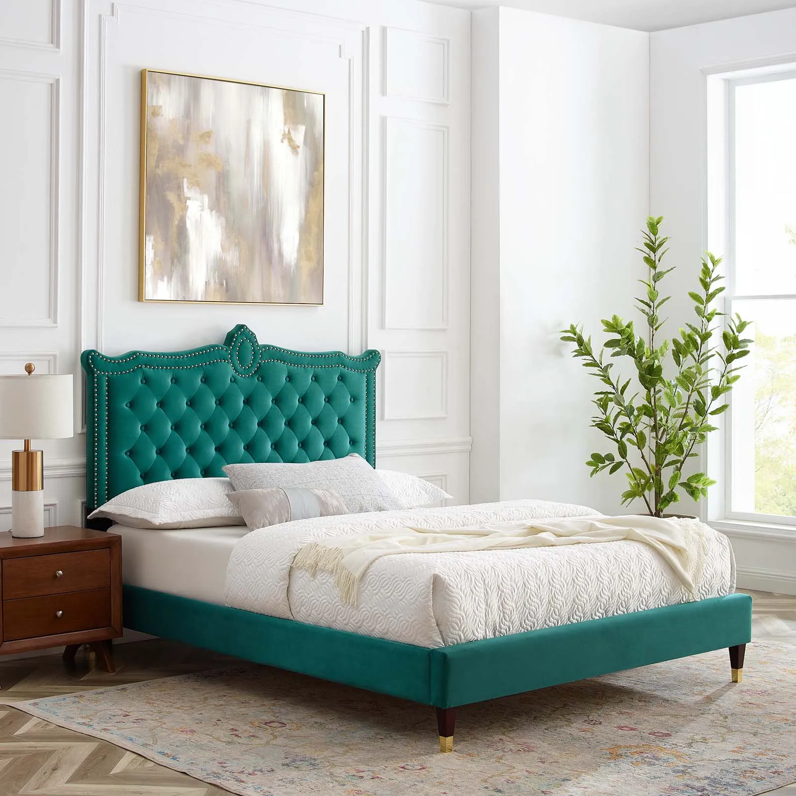 Clara Performance Velvet Platform Bed by Modway