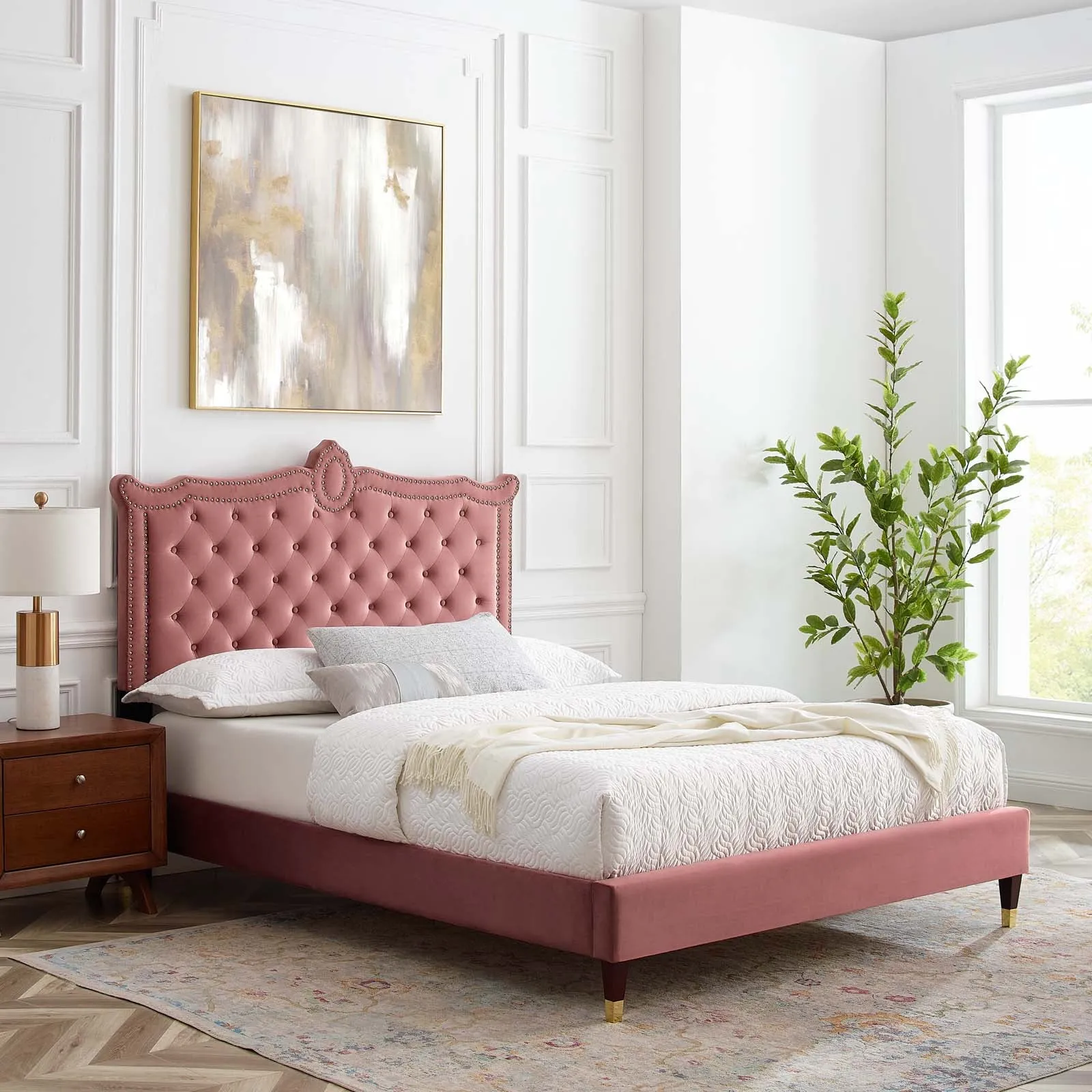 Clara Performance Velvet Platform Bed by Modway