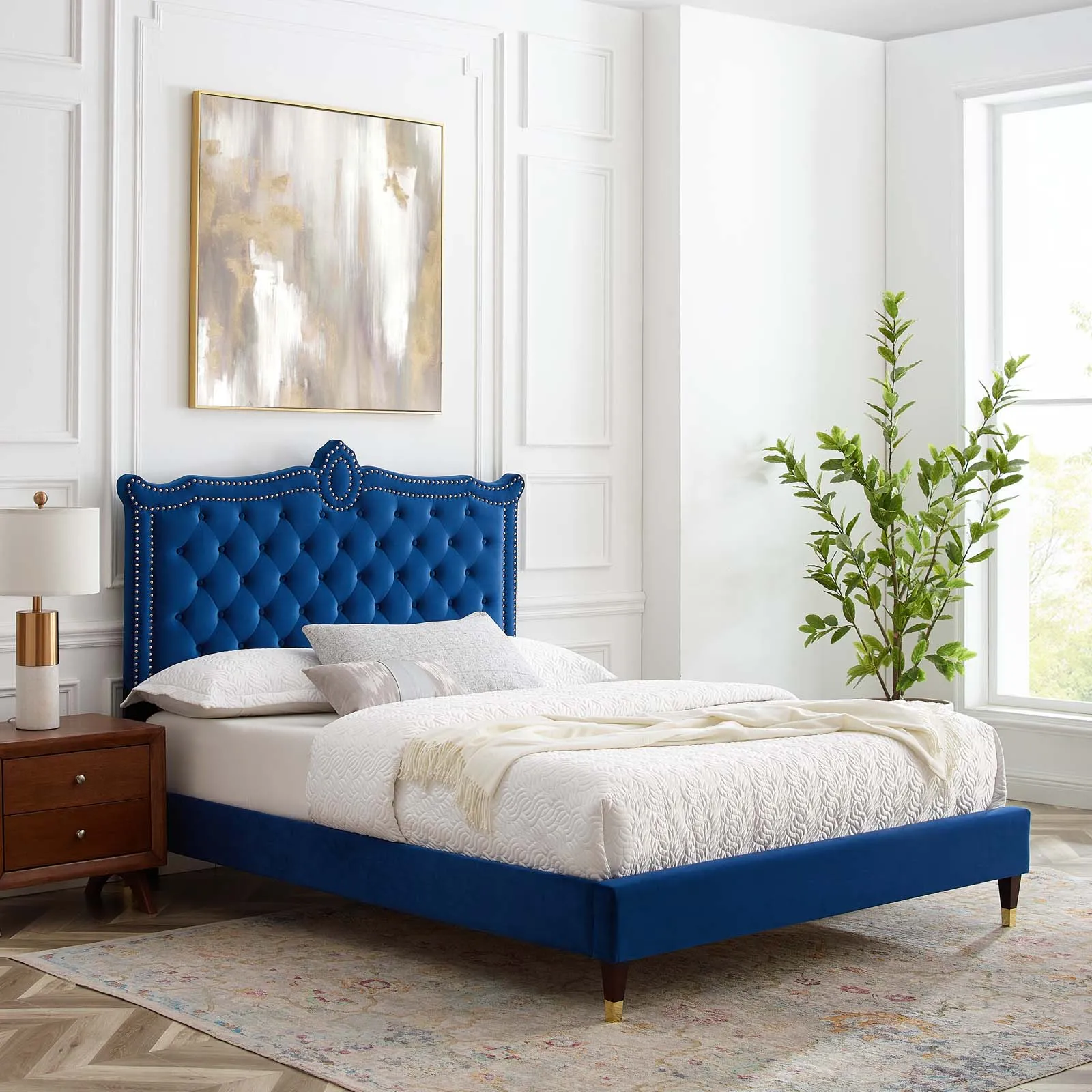 Clara Performance Velvet Platform Bed by Modway