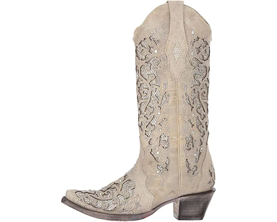 Corral A3322 Off White Glitter Inlay & Crystals Ladies Cowboy Boots