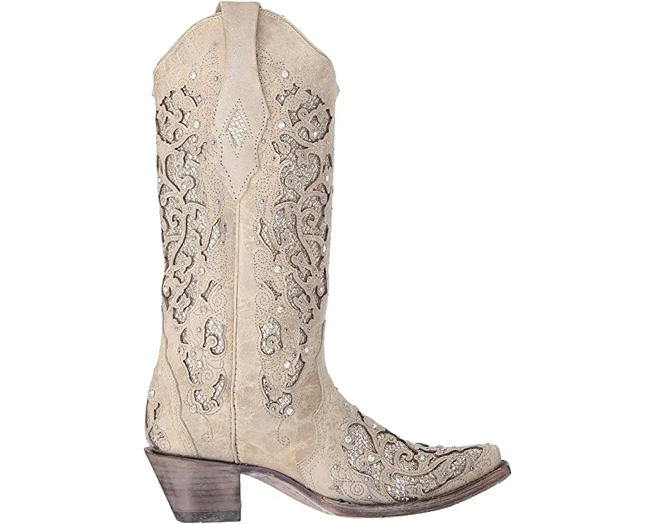 Corral A3322 Off White Glitter Inlay & Crystals Ladies Cowboy Boots