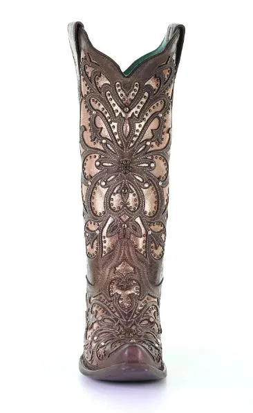 Corral E1594 Ladies Brown Metallic Inlay & Embroidery With Crystal & Stud Boots