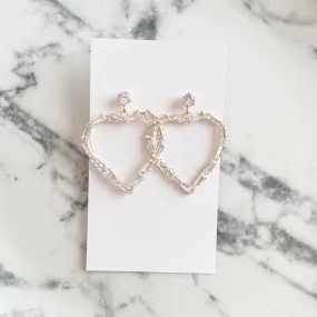 Cubic Zirconia Heart Drop Earrings