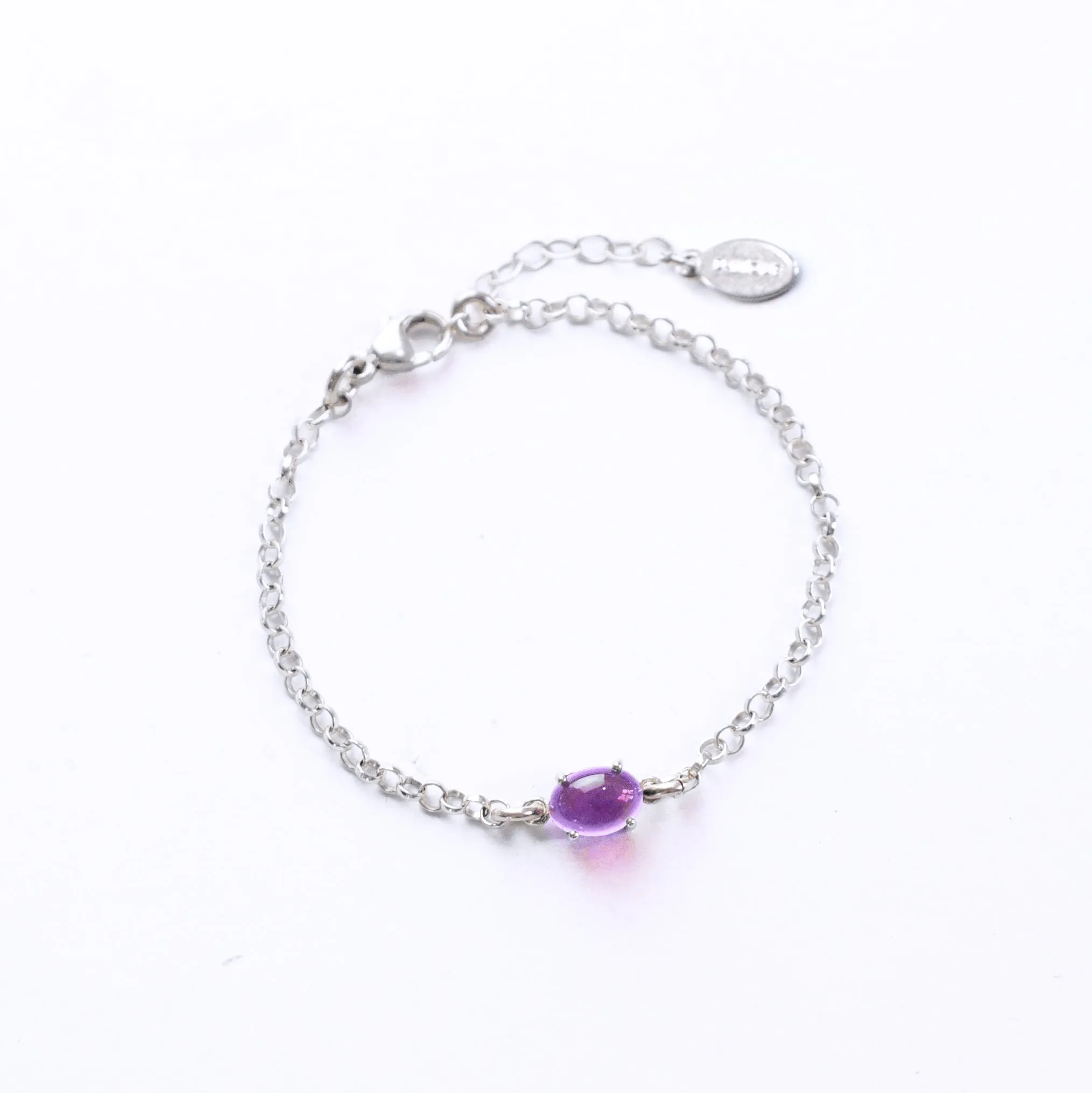 Custom Cabochon Birthstone Prong-Set Charm Bracelet