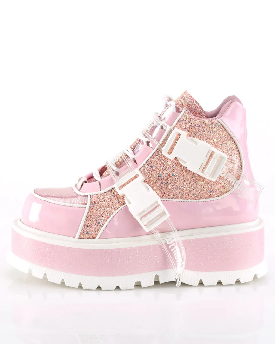 Demonia Slacker Holo Pink Ankle Boots