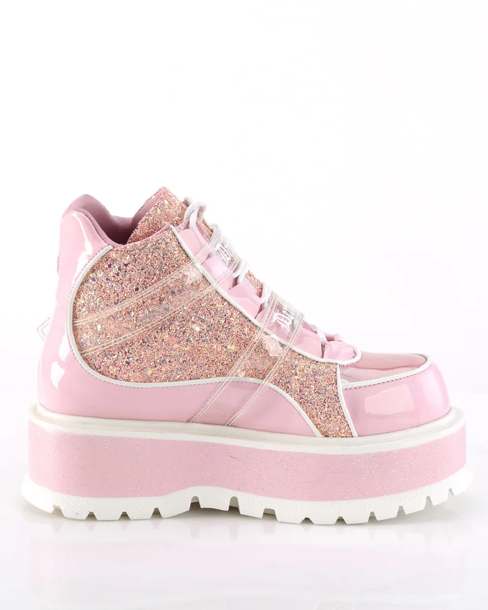 Demonia Slacker Holo Pink Ankle Boots