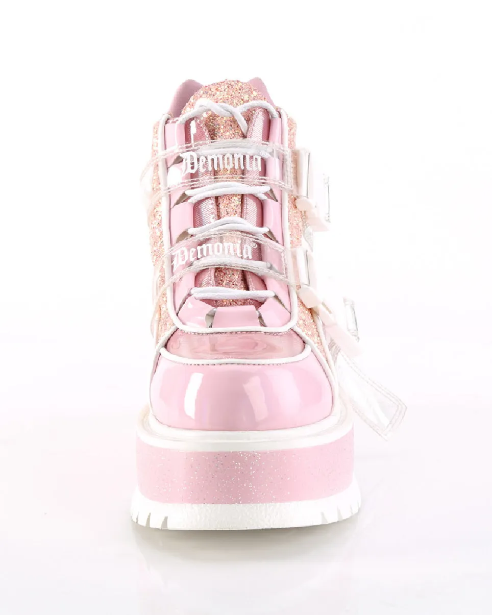 Demonia Slacker Holo Pink Ankle Boots