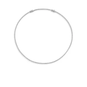 Diamond Tennis Necklace (3.30 ct.) 1.6 mm 4-Prongs Setting in 18K Gold   Chain Extender, Made in Italy