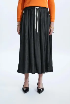 Draw String Maxi Skirt Black