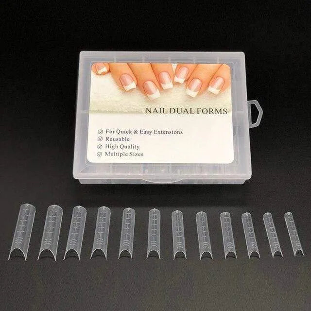 Dual Nail Forms French False Tips Builder Poly UV Nail Gel System Acrylic Nail Art Decorations Long Full Cover Easy Tools