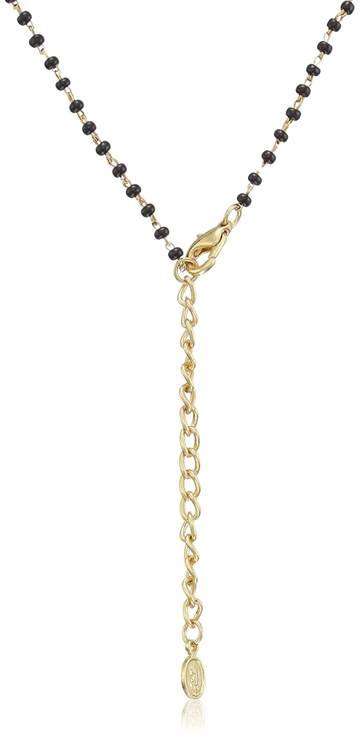 Estele 24 Kt Gold & Rhodium plated Mangalsutra Set with American Diamonds and Black Beads for Women