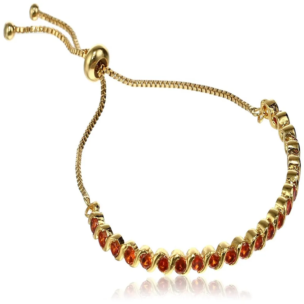 Estele Gold Plated Bracelet with Orange American Diamonds Bracelet for women