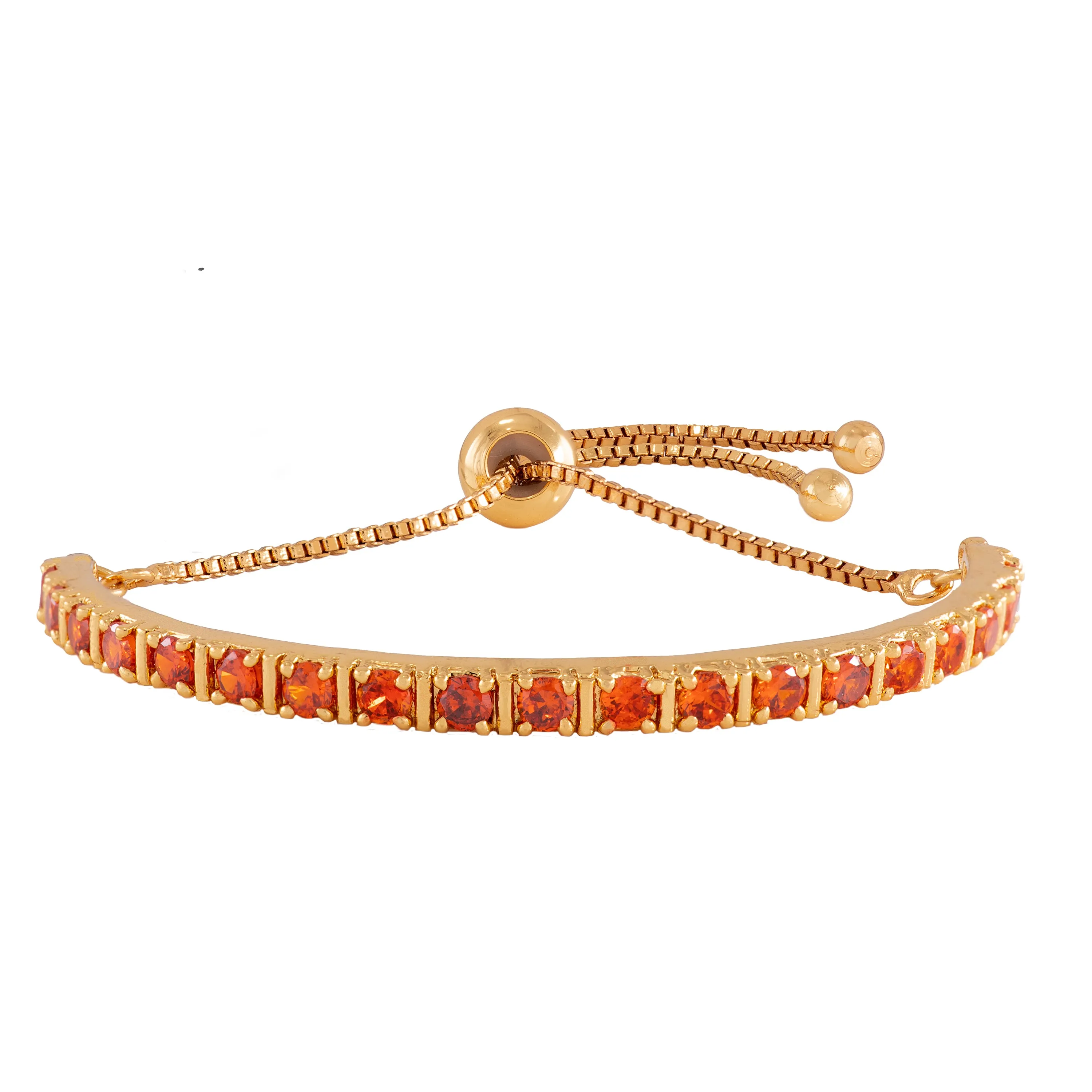 Estele Gold Plated Candy Bracelet with Orange American Diamonds Bracelet (adjustable)