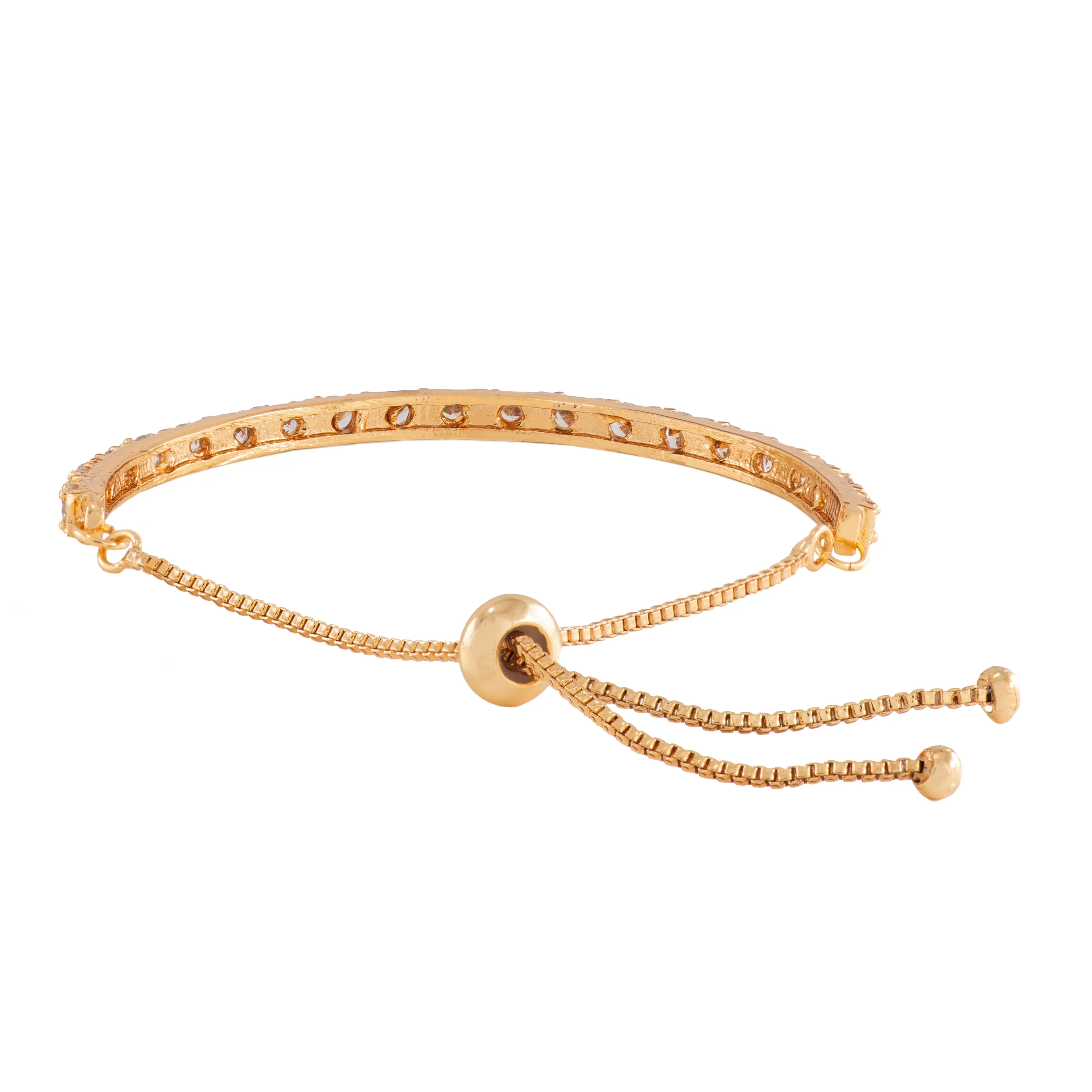 Estele Gold Plated Candy Bracelet with White American Diamonds Bracelet