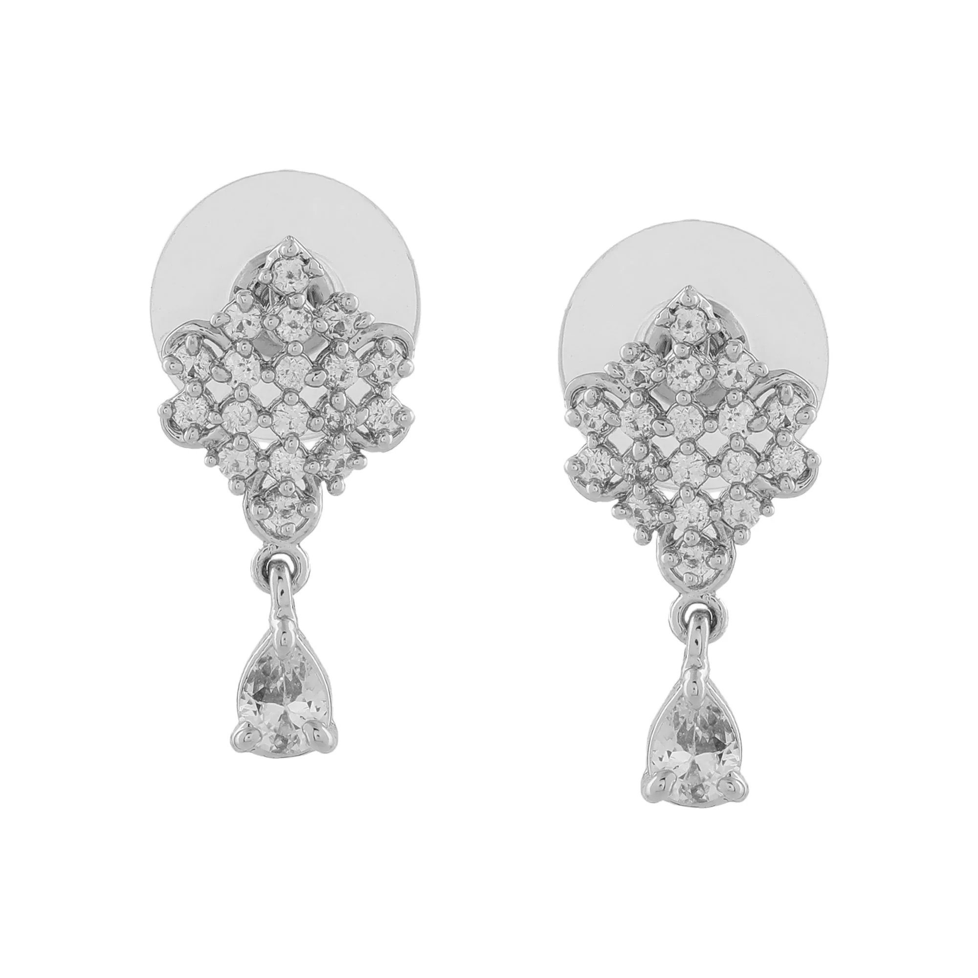 Estele - Rhodium plated Zircon Crystal drop Earrings