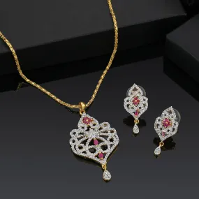 Estele - Trendy Pendant set with American Diamonds `and Fancy Ruby stones