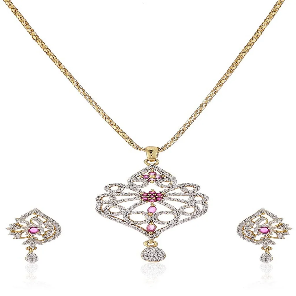 Estele - Trendy Pendant set with American Diamonds `and Fancy Ruby stones